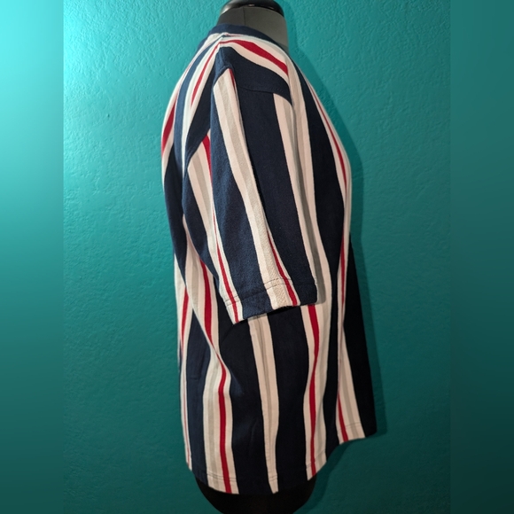 Topman Striped Short Sleeve Tee - Navy, White, Red - Picture 2 of 5